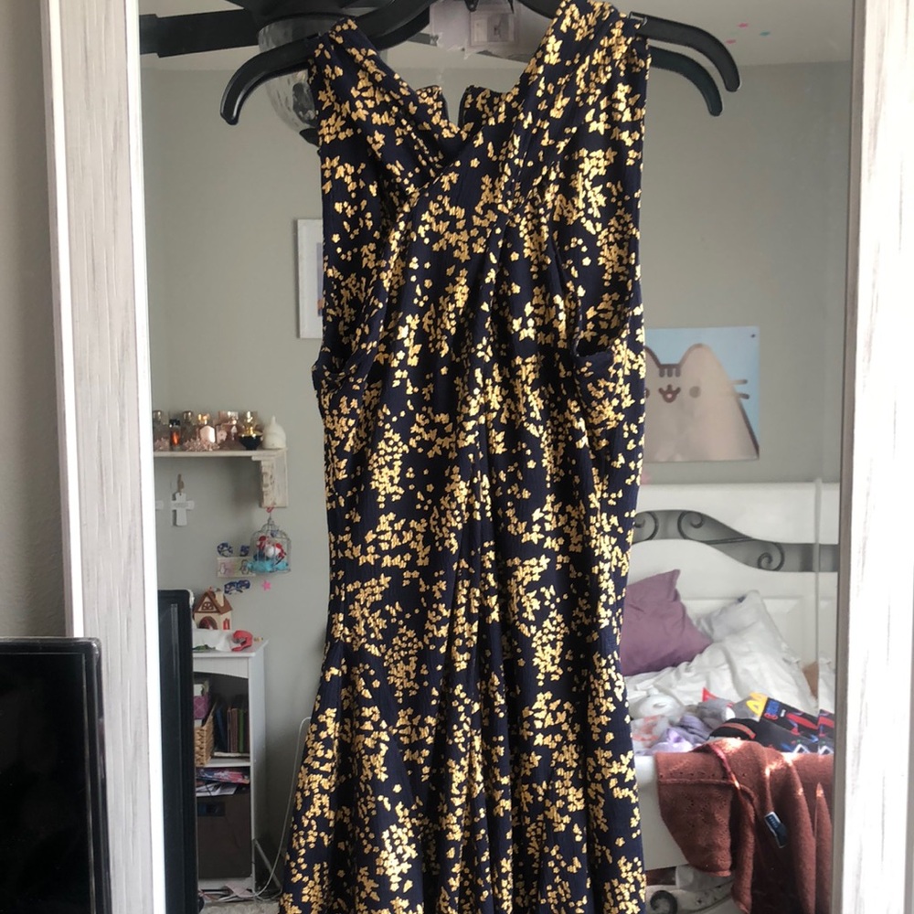Elegant Black and Gold Floral Dress
